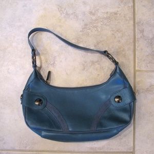 Vintage Y2K Crescent Underarm Shoulder Bag Purse Baguette Blue Small